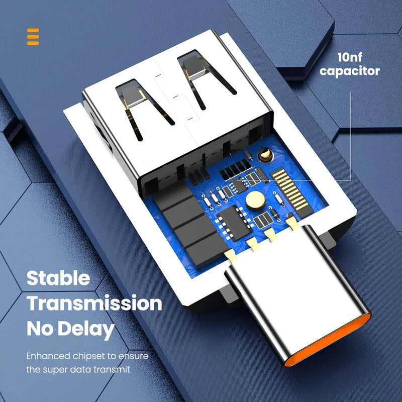 NNBILI Adaptador USB 3.0 OTG USB-C, convertidor macho a hembra, carga rápida, transferencia de datos, para  Xiaomi Samsung, 10A