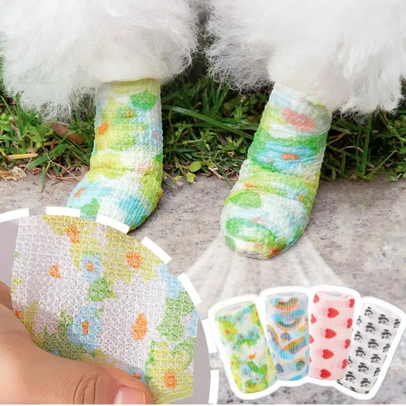 Pet Self-adhesive Elastic Bandage Non-Woven Dog Cat Outdoor Sports Foot Cover Protector Retractable Breathable Tape Accessories